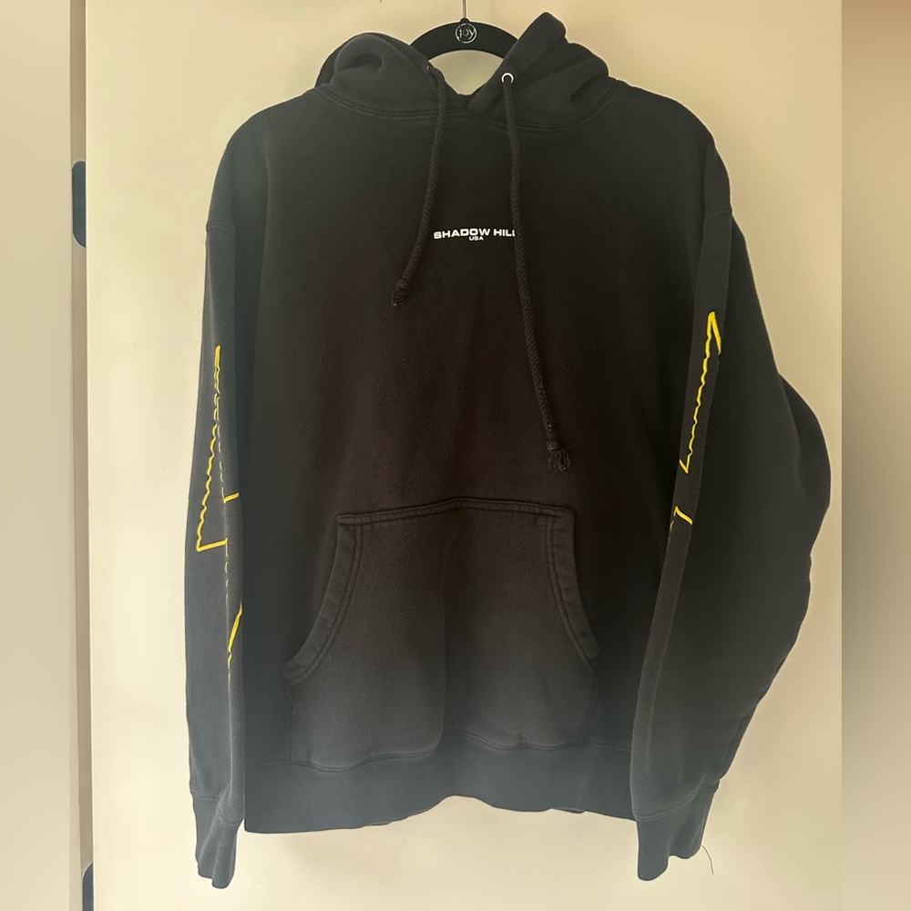 Shadow Hill Black Hoodie with Yellow Lightening Bolts